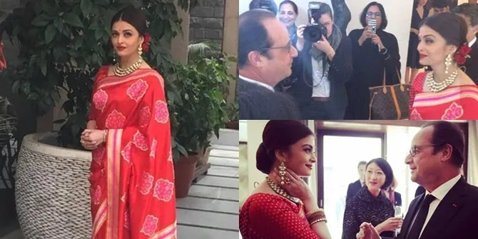 Temui Presiden Prancis, Aishwarya Rai Tampil Tradisional & Elegan