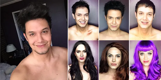 Tipuan Make-Up, Pria Ini Berubah Jadi Angelina Jolie - Kim K