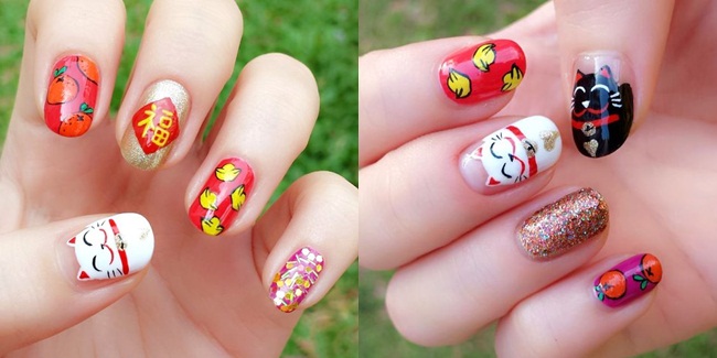 10 Nail Art Tema Imlek Yang Unik dan Meriahkan Tahun Ayam 