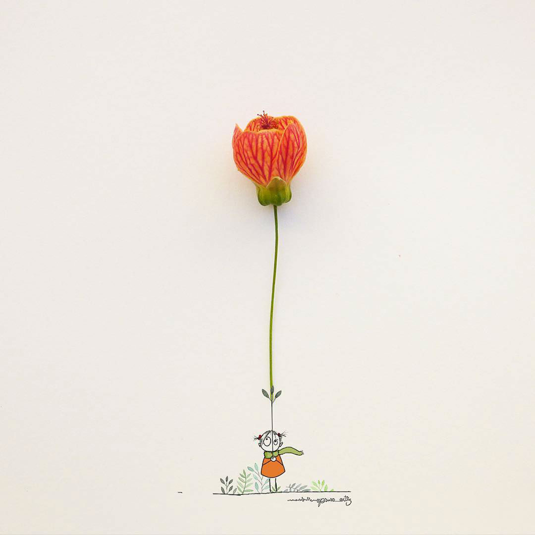 Cantik Imajinatif Gunakan Bunga Sebagai Ilustrasi Sehari Hari