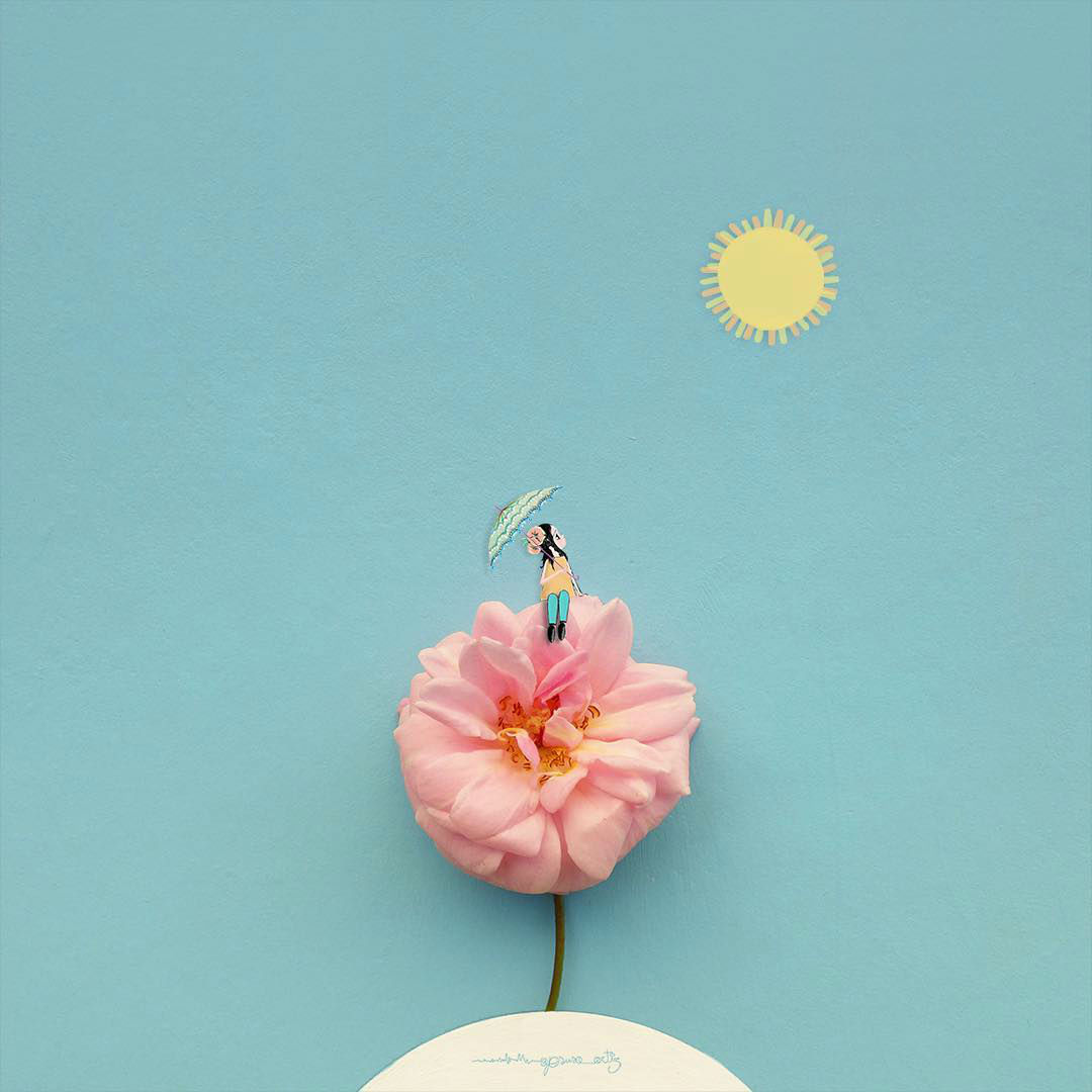 Cantik Imajinatif Gunakan Bunga Sebagai Ilustrasi Sehari Hari