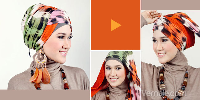 Tutorial Gaya Turban Etnik Yang Unik Dengan Pashmina Tie 