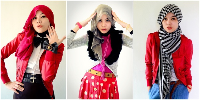 6 Gaya Hijab Seru Dalam Warna Merah Menyala - Vemale.com