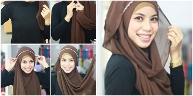 Gaya Hijab Menutup Dada Plus Headband Cantik - Vemale.com
