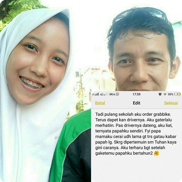 Gadis yang ketemu ayahnya karena ojek online/copyright twitter.com/yeahmahasiswa