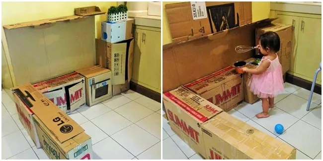 Ibu Kreatif Susun Kardus Bekas Jadi Dapur Mini Lalu Viral Ibu Kreatif Susun Kardus Bekas Jadi Dapur Mini Lalu Viral