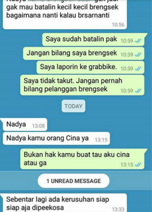 Chat NB dan driver Grab/Facebook