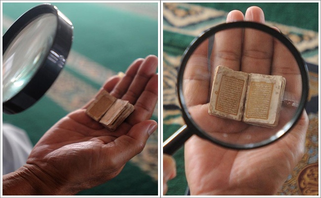 Al Quran terkecil dan ditulis dengan tinta emas di Bogor/copyright merdeka.com/Arie Basuki