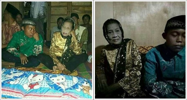 Pasangan beda usia 55 tahun Selamet (17) dan nenek Rohaya (71) | Copyright instagram.com/baturajaupdate