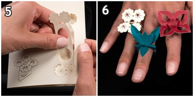 5-6. Dari sebuah pola di kartu undangan bisa jadi cincin kertas yang unik. | Foto: copyright brit.co