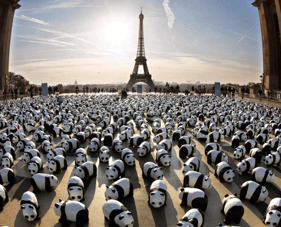 1.600 panda menyerbu menara Eiffel | Foto: copyright whenonearth.net